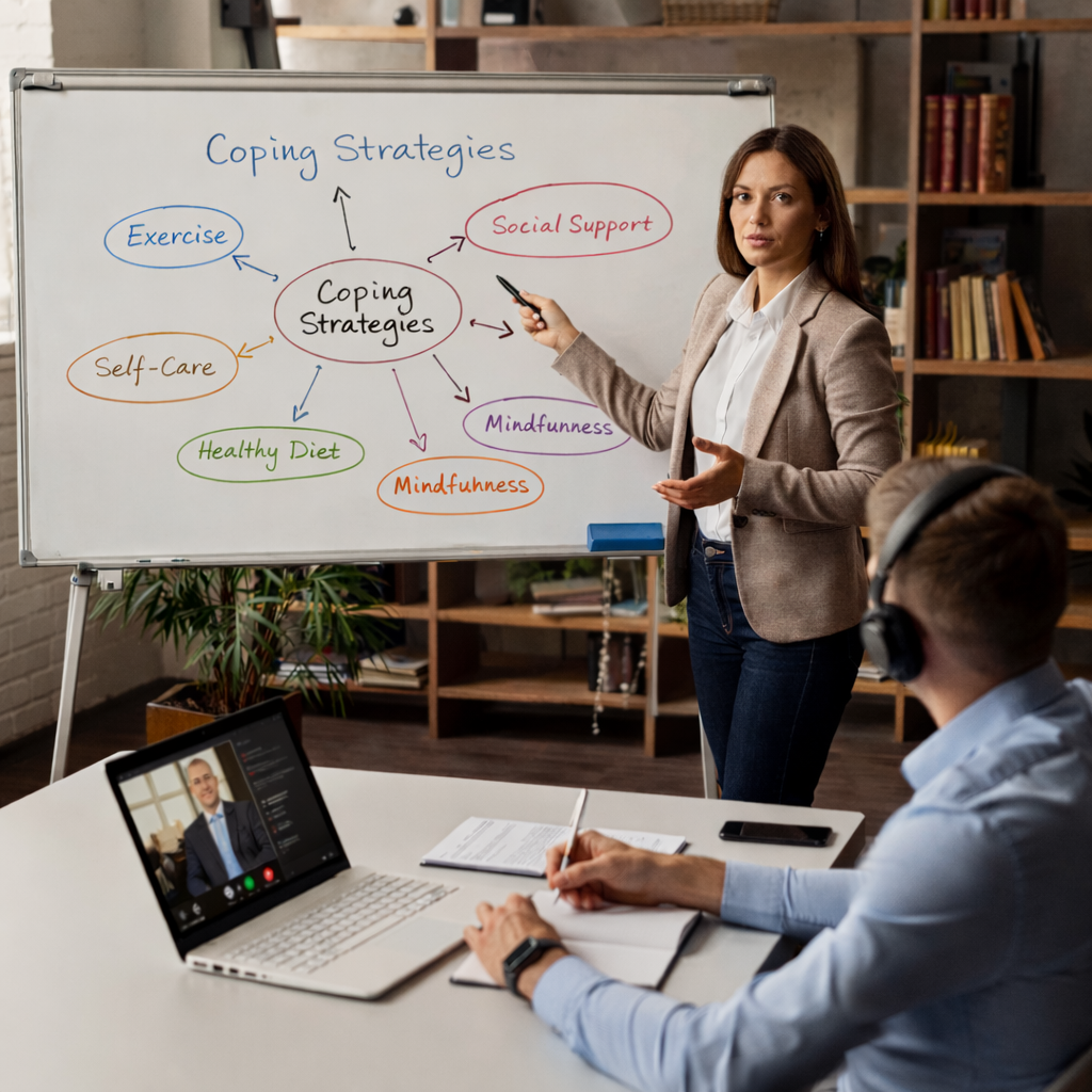 Diverse group of professionals working in a bright office environment