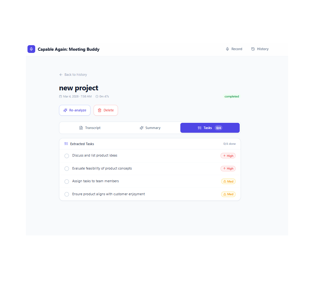 Meeting Buddy Dashboard